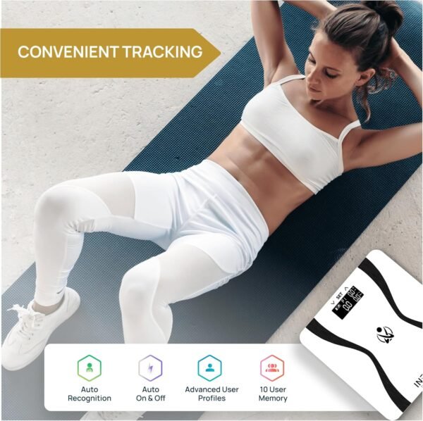 INEVIFIT Body-Analyzer Scale, Highly Accurate Digital Bathroom Body Composition Analyzer, Measures Weight, Body Fat, Water, Muscle & Bone Mass for 10 Users. Includes Batteries - Image 4
