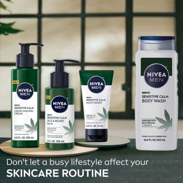 NIVEA MEN Sensitive Calm Face and Beard Balm, Beard Moisturizer, Face Moisturizer for Men, 5 Fl Oz Pump Bottle - Image 10