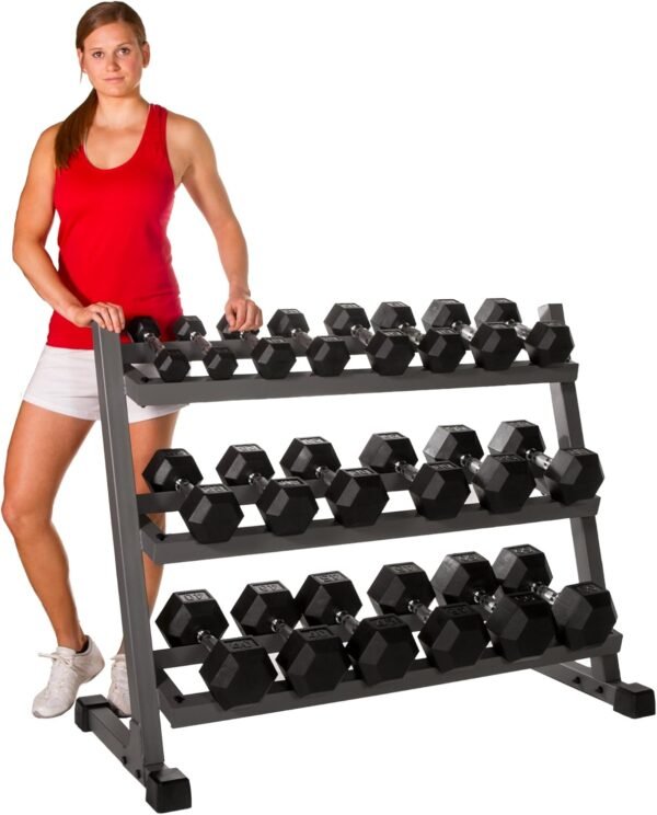 5-50 lb Dumbbell Set (10 Pairs) with Weight Storage Rack or 5-50 lb Set with Storage and Adjustable Weight Bench or Storage Rack Only - Image 3