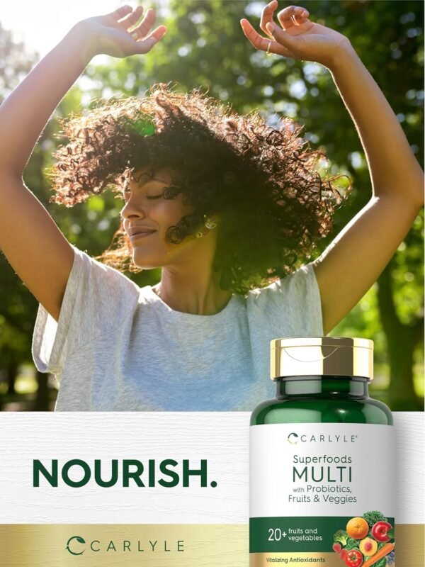 Carlyle Fruits and Veggies Supplement | 120 Count | Superfood Multivitamin with Probiotics | Made with 20 Fruits and Vegetables | Non-GMO & Gluten Free - Image 9