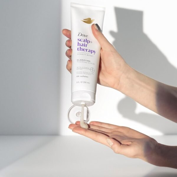 Dove Density Boost Clarifying Foaming Scrub Scalp + Hair Therapy for gentle scalp exfoliation, with Vitamin B3, Zinc and 0% sulfates, 9 oz - Image 8