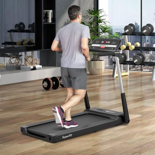 GYMAX Foldable Treadmill, 2.25HP Portable Treadmill with App Control & LED Monitor, Compact Running Walking Jogging Machine for Small Space, Home Gym Workout Fitness Folding Treadmill - Image 10