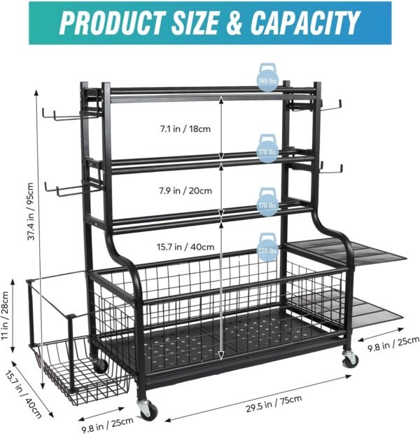 STUFFSTASH Dumbbell Rack, Heavy Duty Weight Rack for Home Gym with Extra Strong Sheet Steel Shelf and Base, Home Gym Storage Weight Rack for Home Gym Dumbbells, Kettlebell Rack, Yoga Mat Storage Rack, Weight Plate Storage - Image 5