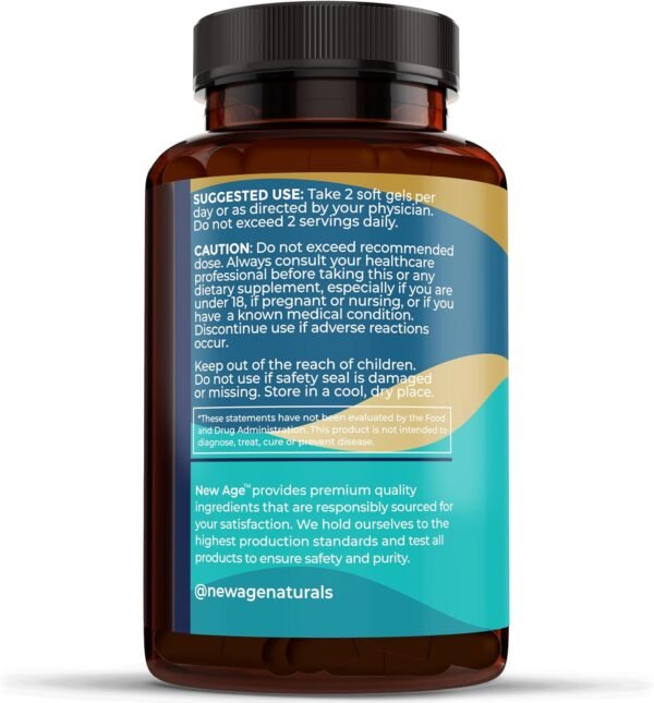 NEW AGE Omega 3 Fish Oil 2500mg Supplement Immune & Helath Support – Promotes Joint, Eye & Skin Health - Non GMO - EPA, DHA Fatty Acids Gluten Free (180 Softgels (Pack of 2)) - Image 9