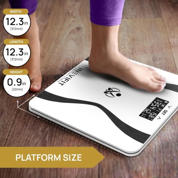 INEVIFIT Body-Analyzer Scale, Highly Accurate Digital Bathroom Body Composition Analyzer, Measures Weight, Body Fat, Water, Muscle & Bone Mass for 10 Users. Includes Batteries - Image 5