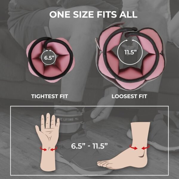 Adjustable Ankle Weights for Women and Men - 1 Pair 2 4 6 8 10 Lbs - Strap to Wrist, Hand or Leg for Gym & Yoga - Workout Equipment to Boost Weight Loss by Nordic Lifting - Image 7