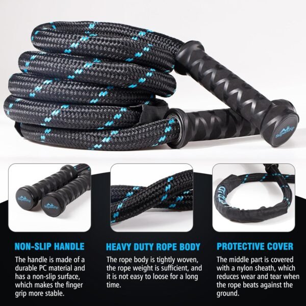 Supertrip Weighted Jump Ropes for Fitness Men Women 360 Rotating Handles, 3.1LBS 3.4LBS Polyester Heavy Skipping Rope for Exercise Workout Equipment - Image 6
