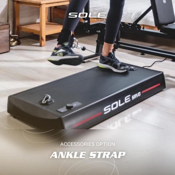 SOLE SRVO Weight Trainer, Resistance Bands and Pushup Stand, Strength Exercise Equipment for Daily at Home Gym Training - Includes 2 Wheels, Motorized Resistance System, Handles, Ropes, a Bar and Mat - Image 5