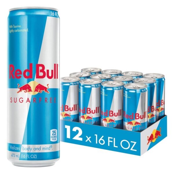 Red Bull Sugar Free Energy Drink with 151mg Caffeine plus Taurine & B Vitamins, 16 Fl Oz, Pack of 12 Cans - Image 2