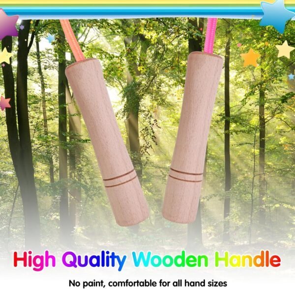 16 FT Double Dutch Jump Rope for Kids, Adjustable Rainbow Skipping Rope with Wooden Handles, Perfect for Fitness, Outdoor Fun, School Sports, and Party Games - Image 7