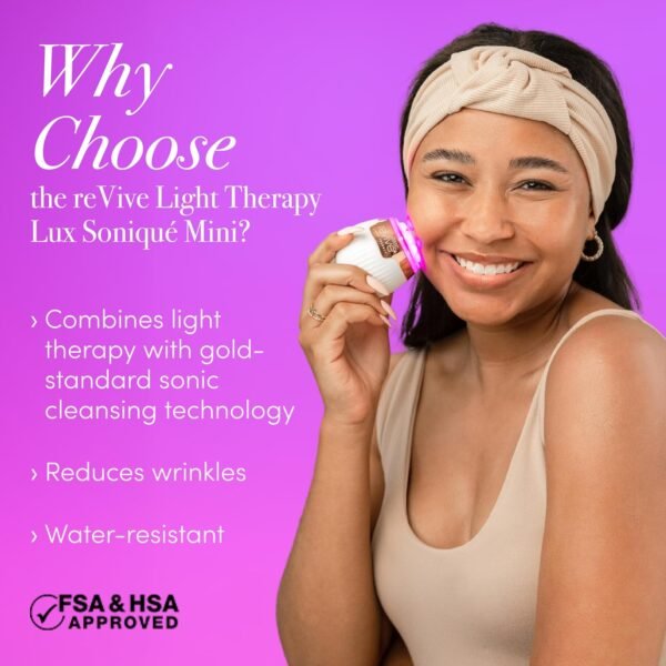 LED Technologies Lux Collection Soniqué Mini Sonic Facial Cleansing Brush with Red & Blue Light Therapy, Reduces Appearance of Acne & Wrinkles - Image 5