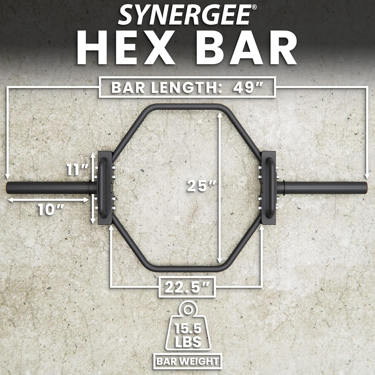 Synergee 20kg and 25kg Chrome or Black Olympic Hex Barbell Trap Bar with Rotating, Flat or Raised Handles for Squats, Deadlifts, Shrugs. - Image 4