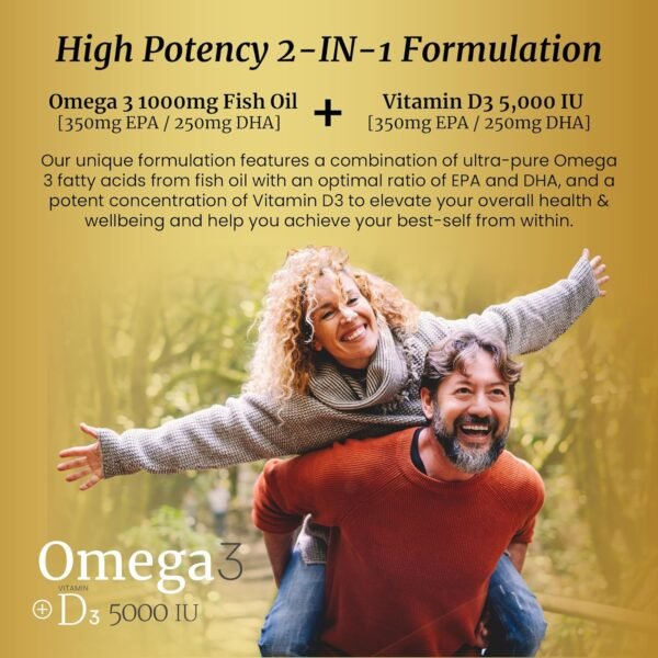 SIGNIFY NATURE Omega 3 Fish Oil Supplement with Vitamin D3 5000 IU - 1000mg Triglyceride Capsules for Brain Health - Omega3 EPA DHA + VIT D 3-90CT - Image 7