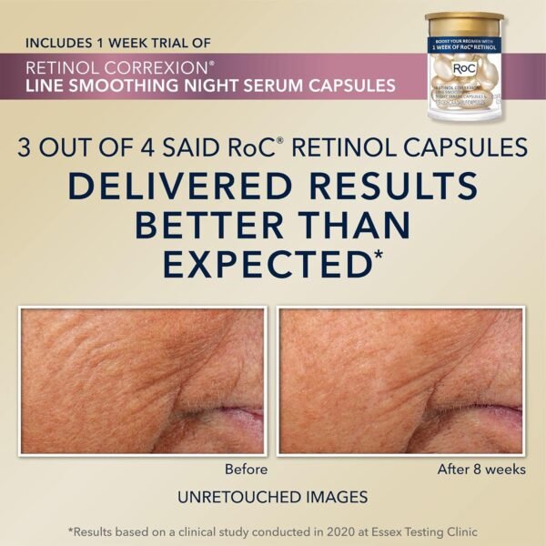 RoC Crepe Repair Anti Aging Daily Face Moisturizer & Neck Firming Cream (1.7 oz) + RoC Retinol Wrinkle Smoothing Capsules (7 CT), Skin Care Routine for Women and Men - Image 6