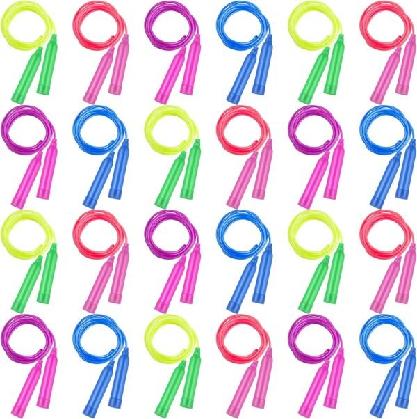 Elcoho 24 Pack Colorful Kids Jump Rope Set Adjustable Plastic Kids Jump Rope Skipping Rope Outdoor Jump Ropes Great Party Favor - Image 2