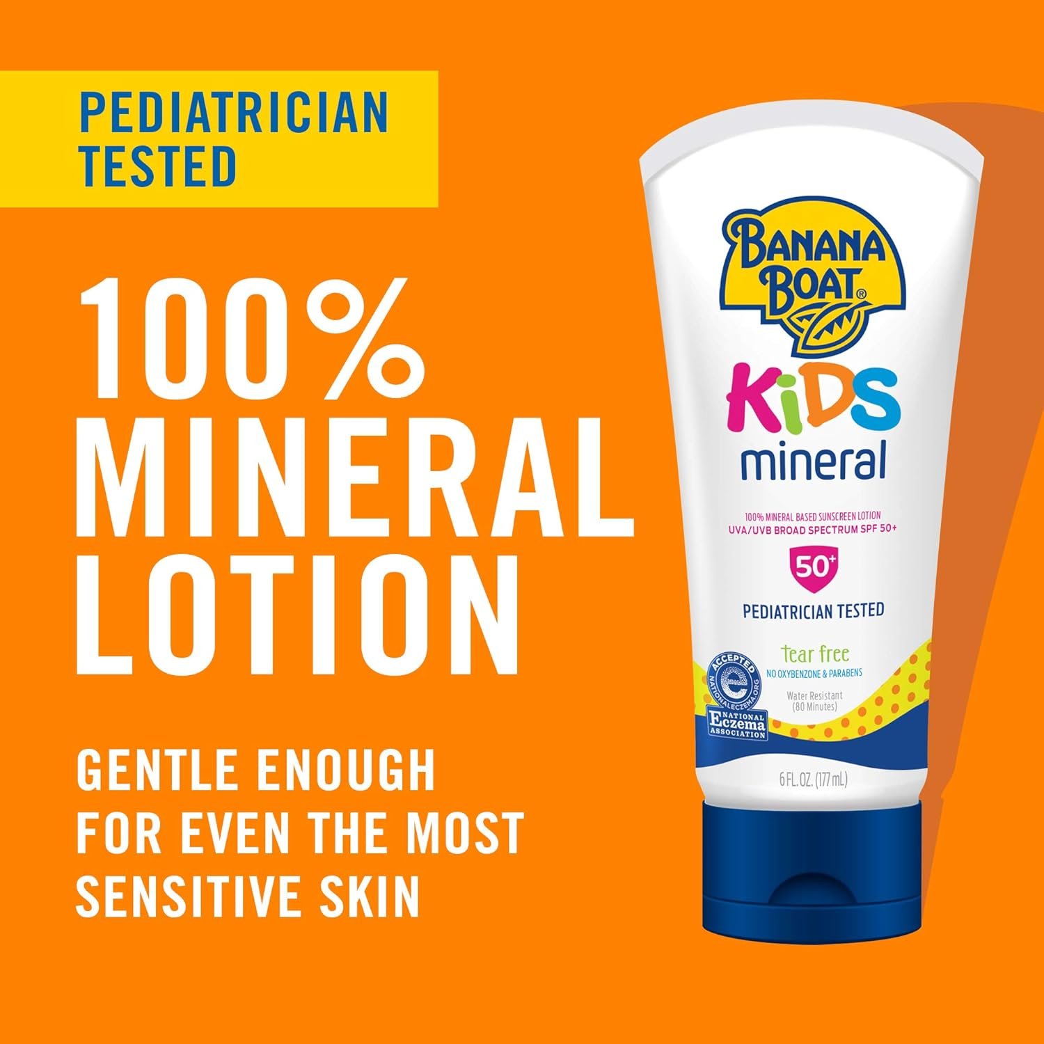 Banana Boat Kids 100% Mineral Sunscreen Lotion SPF 50, Twin Pack | Kids Sunscreen, Kids Sunblock, Banana Boat Mineral Sunscreen for Kids, Oxybenzone Free Sunscreen SPF 50, 6oz each (Pack of 2) - Image 6