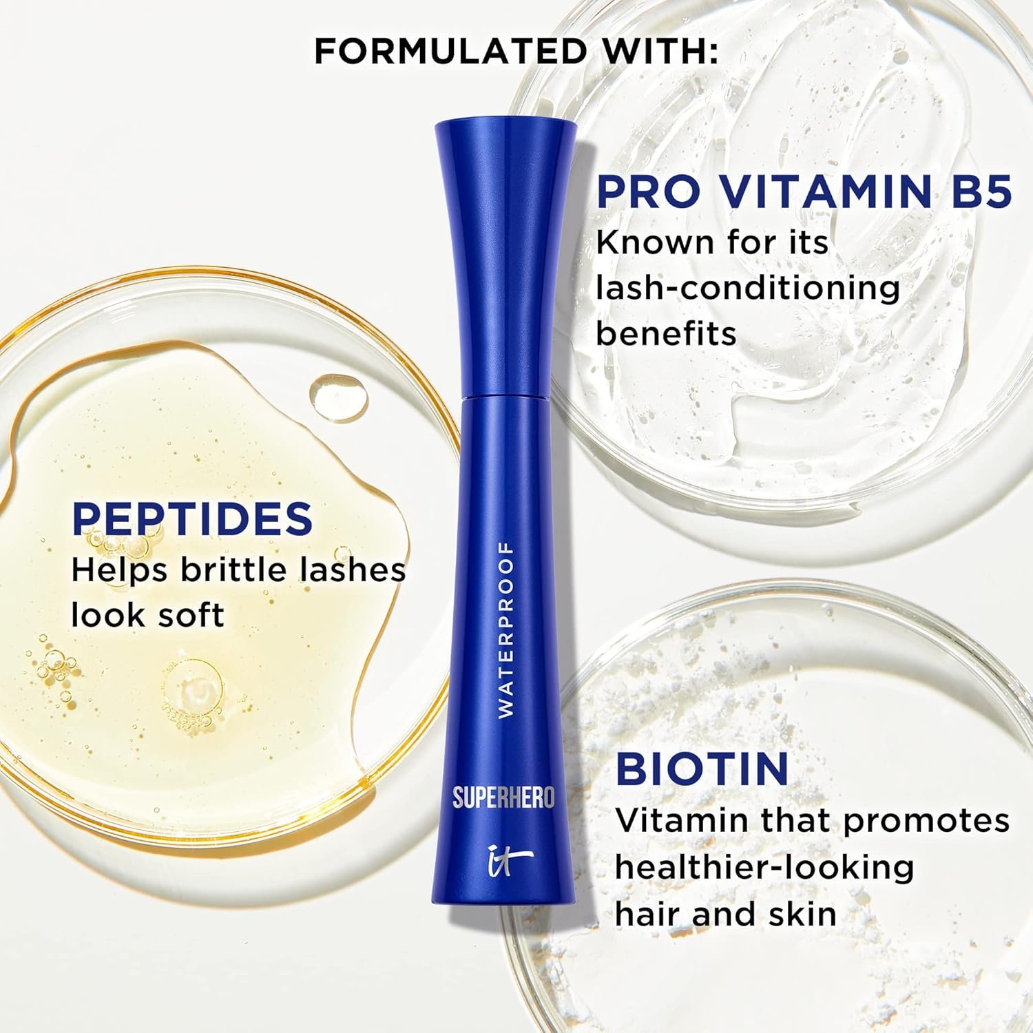 IT Cosmetics Superhero Volumizing Waterproof Mascara – 24HR Wear – Resists Sweat & Humidity – Lash-loving Biotin, Peptides & Pro-Vitamin B5 – Super Black, 0.3 fl oz - Image 6