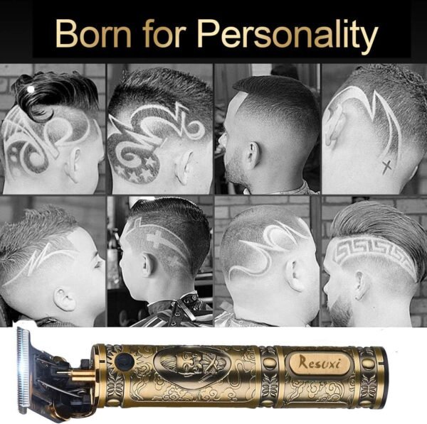 RESUXI Cordless Hair Trimmer for Men, Professional Electric Hair Clippers Barber Trimmer, Mens T-Blade Beard Trimmer Zero Gapped Edgers Gold Knight Close Cutting Haircut Kit - Image 8