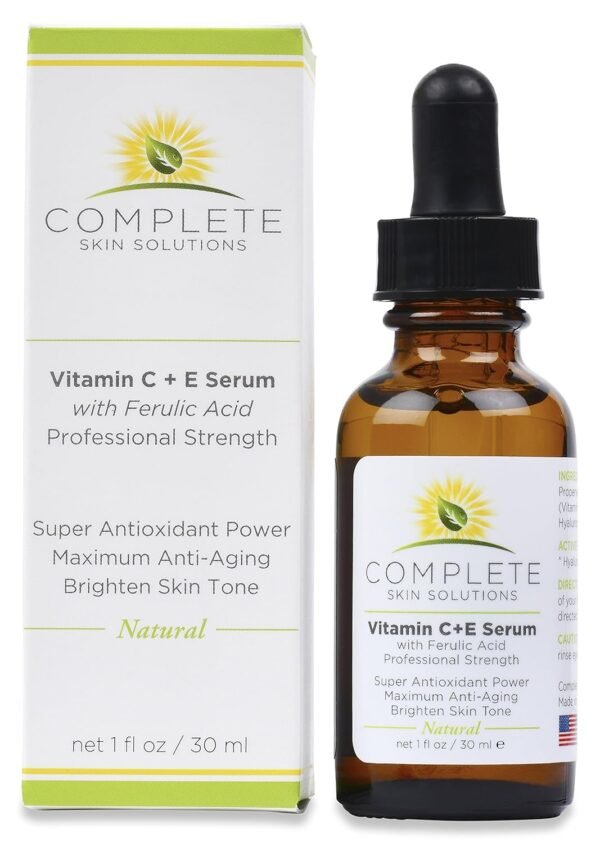 Natural Vitamin C E Serum with Ferulic and Hyaluronic Acid 1 oz - Image 3