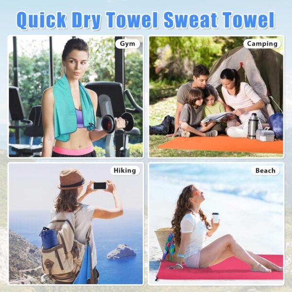 Sfee 2 Pack Microfiber Travel Towel, Quick Dry Towel Camping Towel Beach Towel Super Absorbent Compact Lightweight Sports Towel Gym Towel Set for Beach, Gym, Hiking, Pool, Backpacking, Bath, Yoga - Image 7