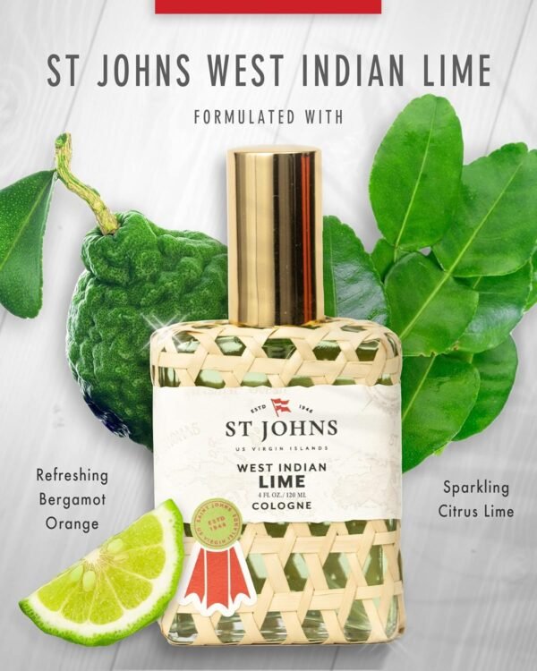 St Johns West Indian Lime Cologne | Refreshing Caribbean Citrus Cologne for Men | Citrus Cologne Mens Fragrance | (4 oz spray) cologne for men - Image 3