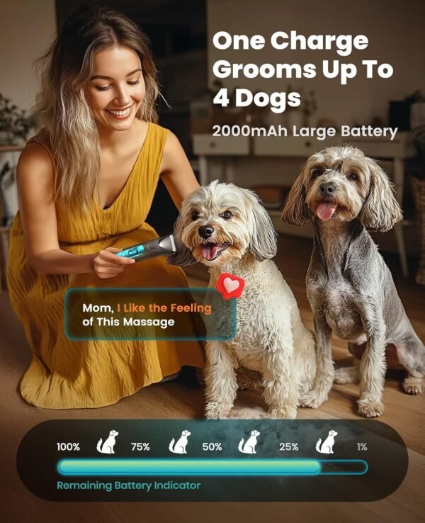 oneisall Silent Dog Clippers for Grooming, LED Light Dog Paw Trimmer Dog Nail Grinder, Rechargeable 2000mAh Dog Grooming Clippers Cordless Dog Hair Trimmer Electric Dog Trimmer for Small Dog Large Dog - Image 9