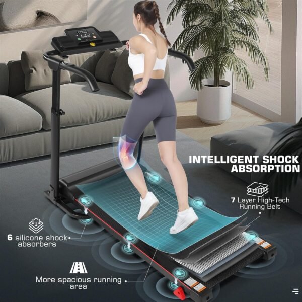 Treadmill with Incline, Folding Treadmill with Desk Workstation & Adjustable Height, 300 LBS Capacity 2.5 HP Quiet Brushless 7.5 MPH Pulse Sensor, Perfect Treadmills for Home/Office/Gym Use - Image 6