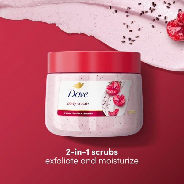 Dove Cherry & Chia Body Scrub Exfoliates and Deeply Nourishes for Smooth, Radiant Skin 15oz - Image 4