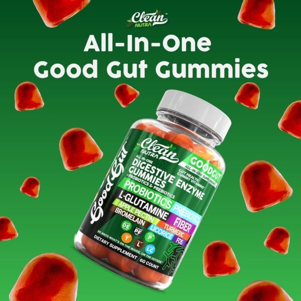 Digestive Enzymes with Probiotics and Prebiotics For Digestive Health Gummies + L-Glutamine For Gut Health Bromelain Turmeric Licorice Fiber Apple Pectin Inulin FOS Plant Pased Vegan Gummy Vitamins - Image 8