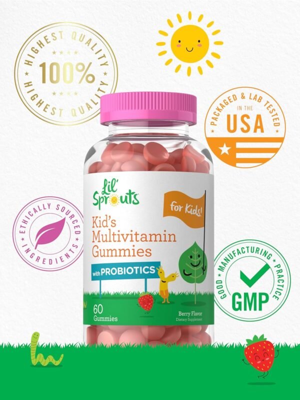 Carlyle Kids Multivitamin Gummies with Probiotics | 60 Chewables | Berry Flavor | Vegetarian, Non-GMO, Gluten Free Children's Supplement | by Lil' Sprouts | Packaging May Vary - Image 7