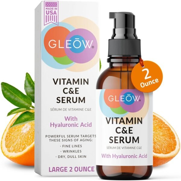 Vitamin C Face Serum, Hydrating Vitamin C Serum for Face with Hyaluronic Acid, Suitable For All Skin Types, Targets the Appearance of Dull Spots 2oz - Image 2