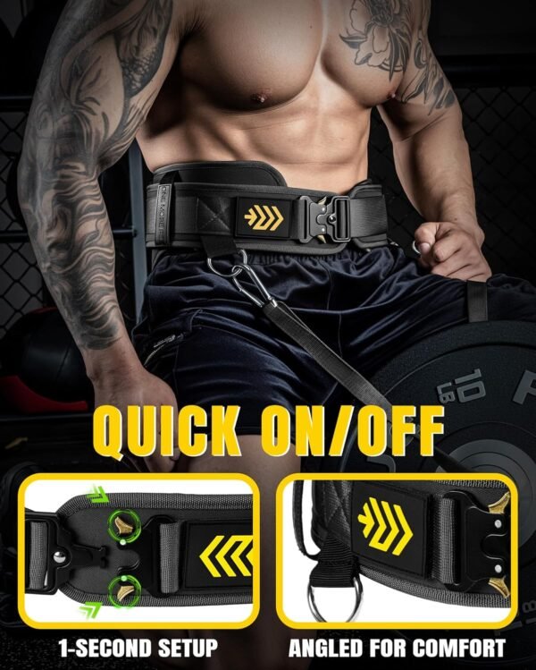 MANUEKLEAR 2-in-1 Weightlifting Belt & Dip Belt with 36.7 IN Rope, Double-Layer Weight Lifting Belts, Powerlifting Gym Weighted Belt for Pull Up Squat - Image 4