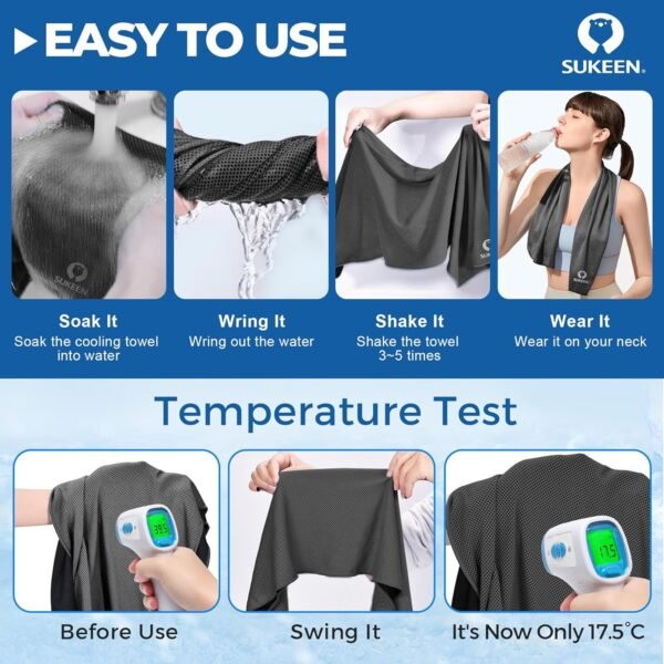 Sukeen 10 Pack Cooling Towels (40"x12"), Neck and Face, Microfiber Cool Towel, Soft Breathable Chilly Towel for Yoga, Golf, Gym, Camping, Running, Workout & More Activities - Image 6