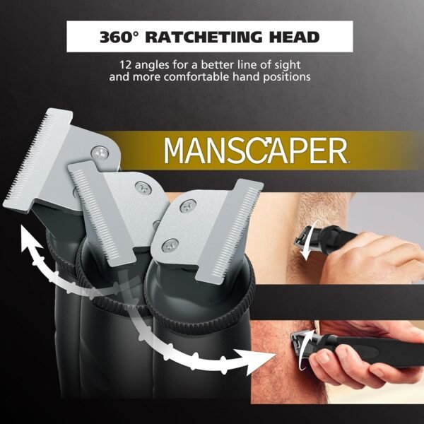 Wahl Manscaper® Reach 360 Ratchet Head Cordless Body and Beard Trimmer for Men with No-Slip Grip for Precise Control During Face, Body, and Manscape Grooming – Model 3025951 - Image 3