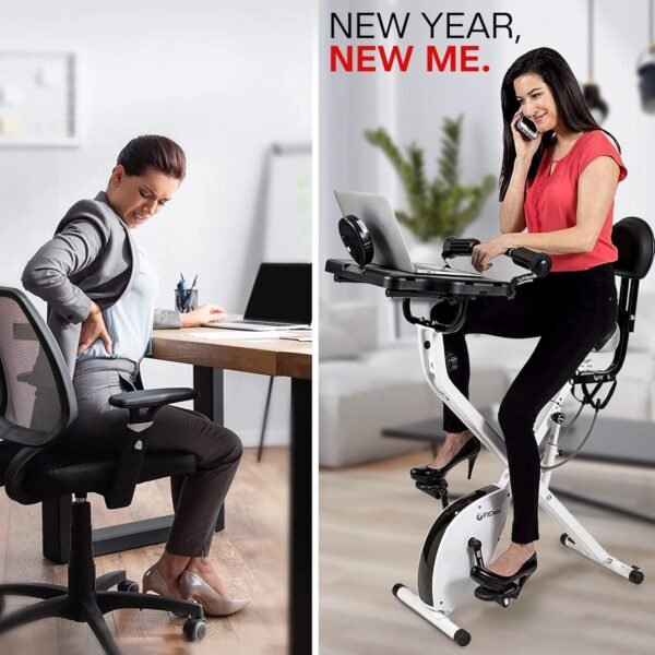 FitDesk Bike Desk 3.0 - Adjustable Height Standing Desk Exercise Bike, Built-in Tablet Holder, Lightweight Stationary Laptop Table for Home Office, Supports Up to 300 lbs, Ideal for Home Workouts - Image 4