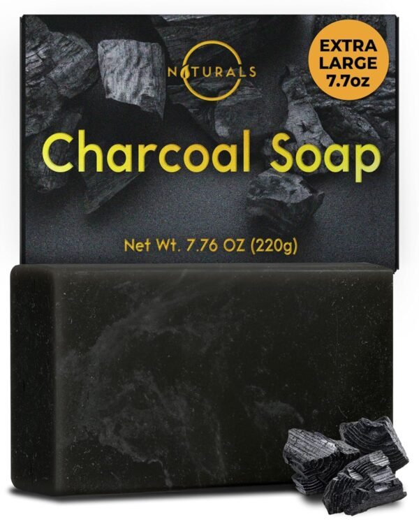 O Naturals Activated Charcoal Soap Bar for Men and Women - Detoxifying, Moisturizing, and Vegan - 4 oz - Image 2