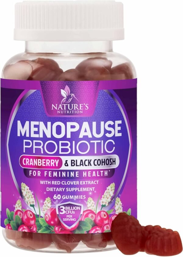 Menopause Probiotic for Women Gummy with Cranberry, 3 Billion CFU Natural Menopause Relief for Mild Hot Flashes & Night Sweats, PH, Vaginal Health, Immune Support, Probiotic Supplement - 60 Gummies - Image 2