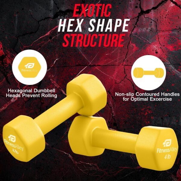 Neoprene Coated Workout Dumbbells set of 2 – Anti Roll, Non Slip with Smooth Grip Fitness & Exercise Dumbbells – Hexagon Shaped Hand Weights for Women & Men – Best Choice for Gyms & home use - Image 6
