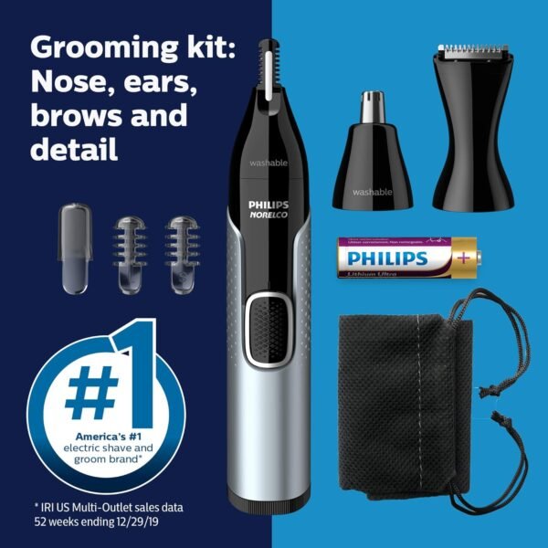 Philips Norelco Nose Trimmer 5000 for Nose, Ears, Eyebrows Trimming Kit, NT5600/62 - Image 7