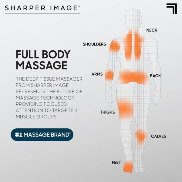 Sharper Image Powerboost Flex Percussion Massager, 120° Pivot Massage Gun, 6 speeds, 4 Attachments, Neck Back & Full Body Massage, Compact Pain Relief, Portable Athlete Muscle Recovery, Gifts for Men - Image 6