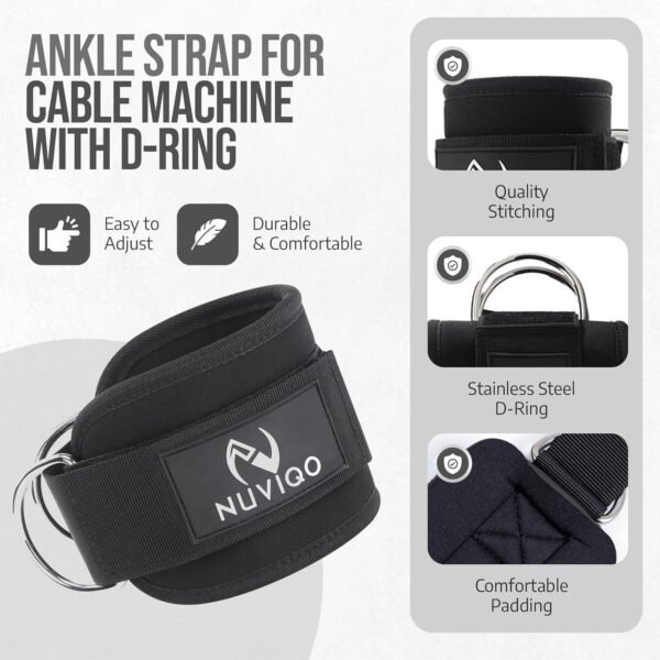 9 Pcs Gym Accessories Set Featuring Barbell Pad with 2 Safety Straps - 2 Ankle Straps for Cable Machine - 2 Weight Lifting Straps - Hip Resistance Band - Carry Bag for Hip Thrust Pad - Image 5