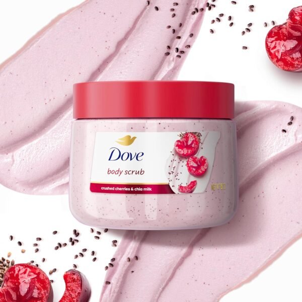 Dove Cherry & Chia Body Scrub Exfoliates and Deeply Nourishes for Smooth, Radiant Skin 15oz - Image 7