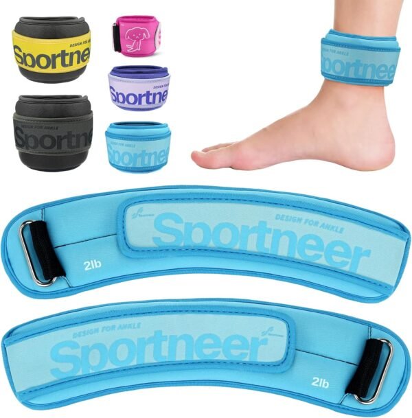 Sportneer Ankle Weights 0.5/1/2/3/5 LBS 1 Pair Wrist Leg Arm Weights for Women Men Kids Child with Adjustable Straps, Strength Weighted for Jogging Running Walking Fitness Gym Workout - Image 2