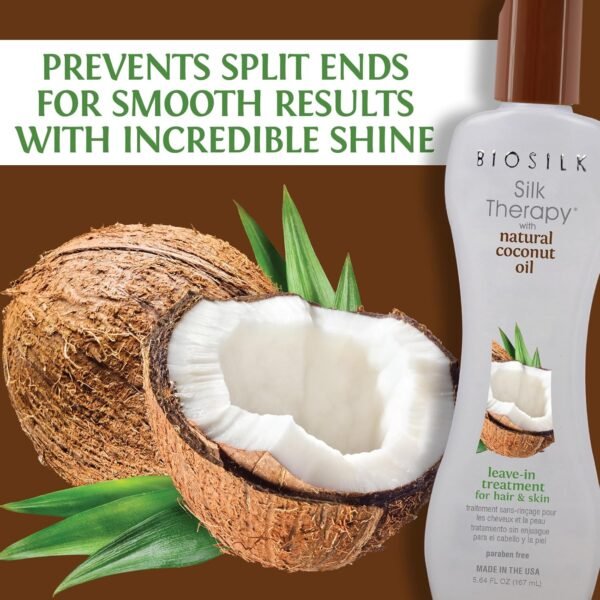 Biosilk Silk Therapy with Natural Coconut Oil Leave-In Treatment, Helps Control Frizz & Flyaways, Sulfate, Paraben & Cruelty-Free, 5.64 Oz - Image 4