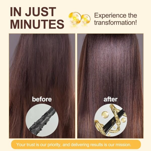 Keratin & Collagen Hair Mask - Argan Oil & Vitamin E Deep Repair for Damaged Hair - Hydrating Treatment, Yellow - Image 5