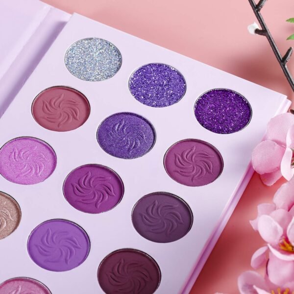Afflano Purple Eyeshadow Palette Makeup Matte Glitter, Highly Pigmented Pink Eye Makeup Pallet, Dream Purple Pink Dark Red Violet Cute Bright Shimmer Travel Eyeshadow Pallet for Girl Women - Image 6
