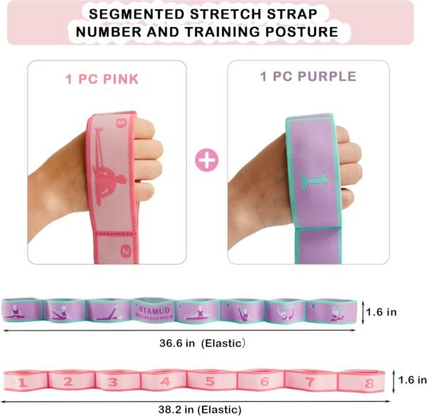 2 PCS Stretch Strap for Kids Dance Elastic Band for Children Gymnastics Stretching Strap Kids Stretching Bands Multi-Loop Adjustable Exercise Bands Stretching Resistance Ballet Bands -8 Loops - Image 3