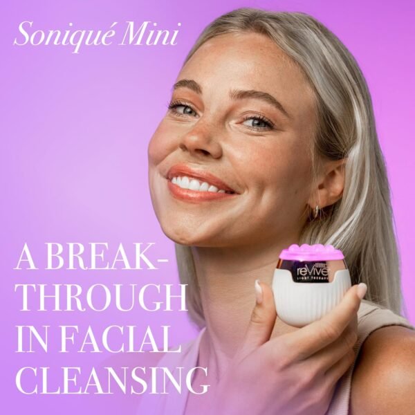 LED Technologies Lux Collection Soniqué Mini Sonic Facial Cleansing Brush with Red & Blue Light Therapy, Reduces Appearance of Acne & Wrinkles - Image 3