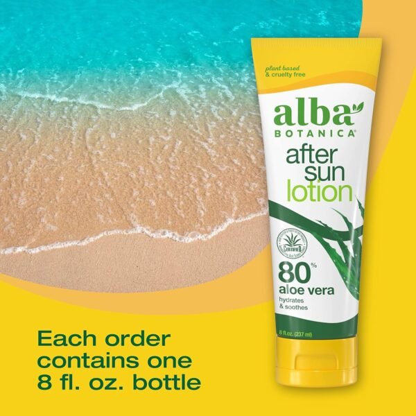 Alba Botanica Aloe Vera Lotion for Skin, Soothing After Sun Treatment for Face and Body, Made with Purity Certified 80% Aloe Vera Gel Formula, 8 fl. oz. Tube (Pack of 2) - Image 4
