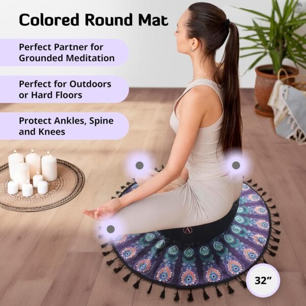 Aila Meditation Cushion with Yoga Mat – Luxurious Meditation Accessories Spiritual Decor Zafu Meditation Cushion – Meditation Floor Pillow for Women Include Extra Cushion Cover – Memory Foam Material - Image 4